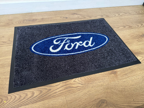 Ford Workshop / Garage Mat - Grey with Blue/White Ford Logo