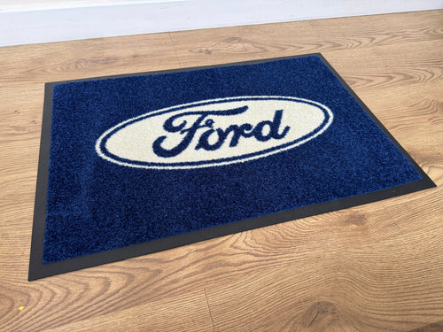 Ford Workshop / Garage Mat - Blue with Solid Logo